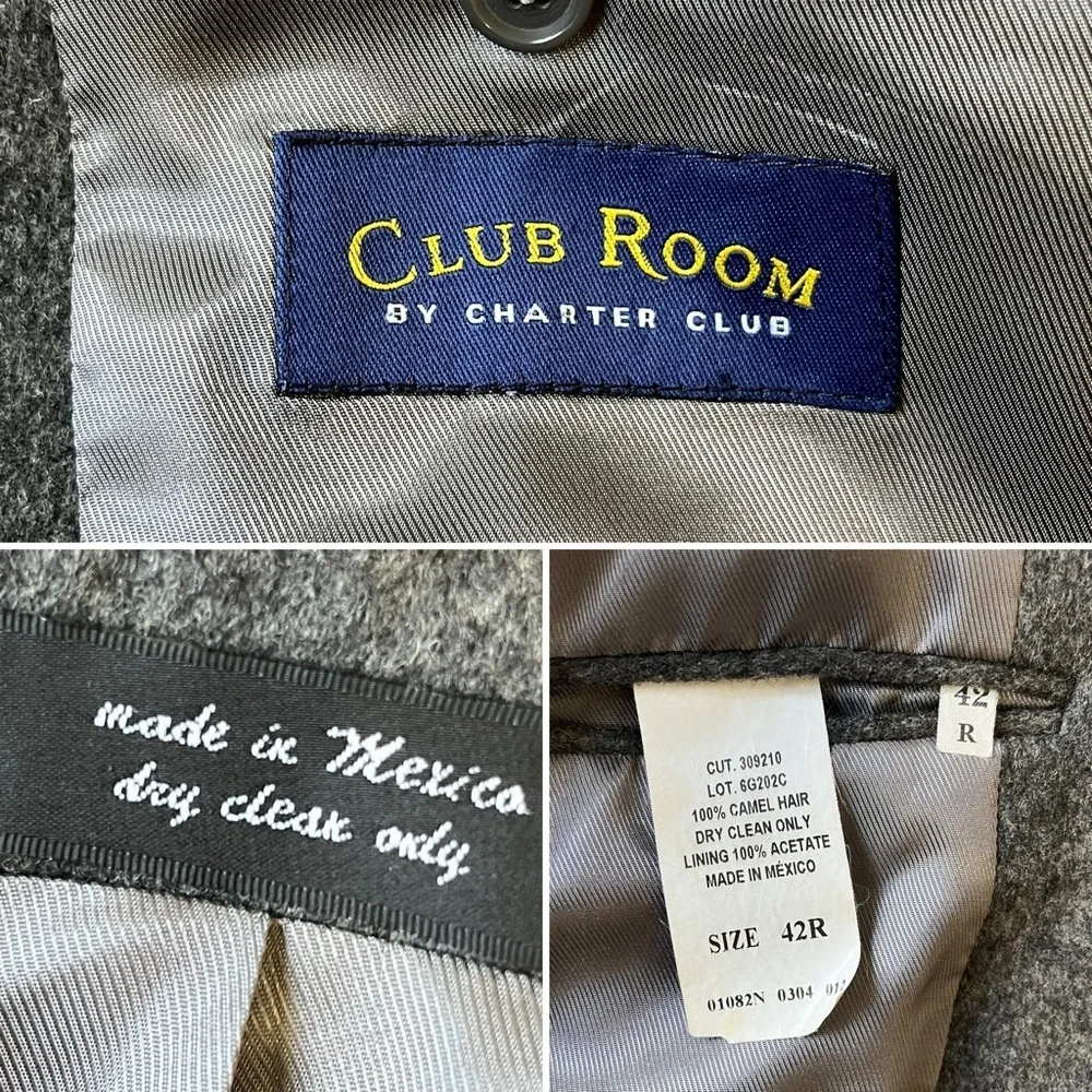 Club Room Men's Gray Camel Hair Sport Coat Blazer Size 42R